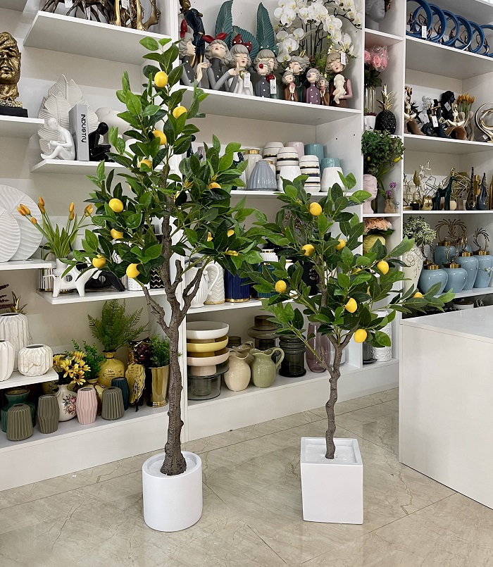 Chậu cây chanh giả trang trí phòng khách đẹp như thật